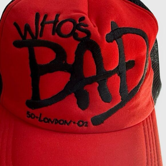 Michael Jackson “Who’s Bad” 2009 Trucker Hat Red Black Mesh Snapback new - Picture 7 of 7